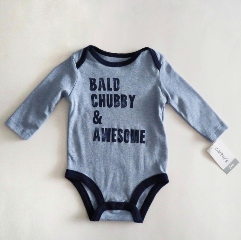 Carter's Long Sleeve Bald Chubby & Awesome Onesie